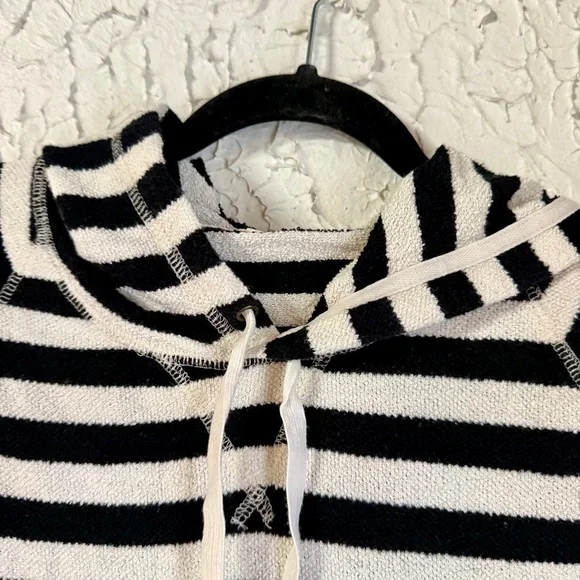 J. Crew Black and White Striped Hoodie Sweater - Picture 4 of 6